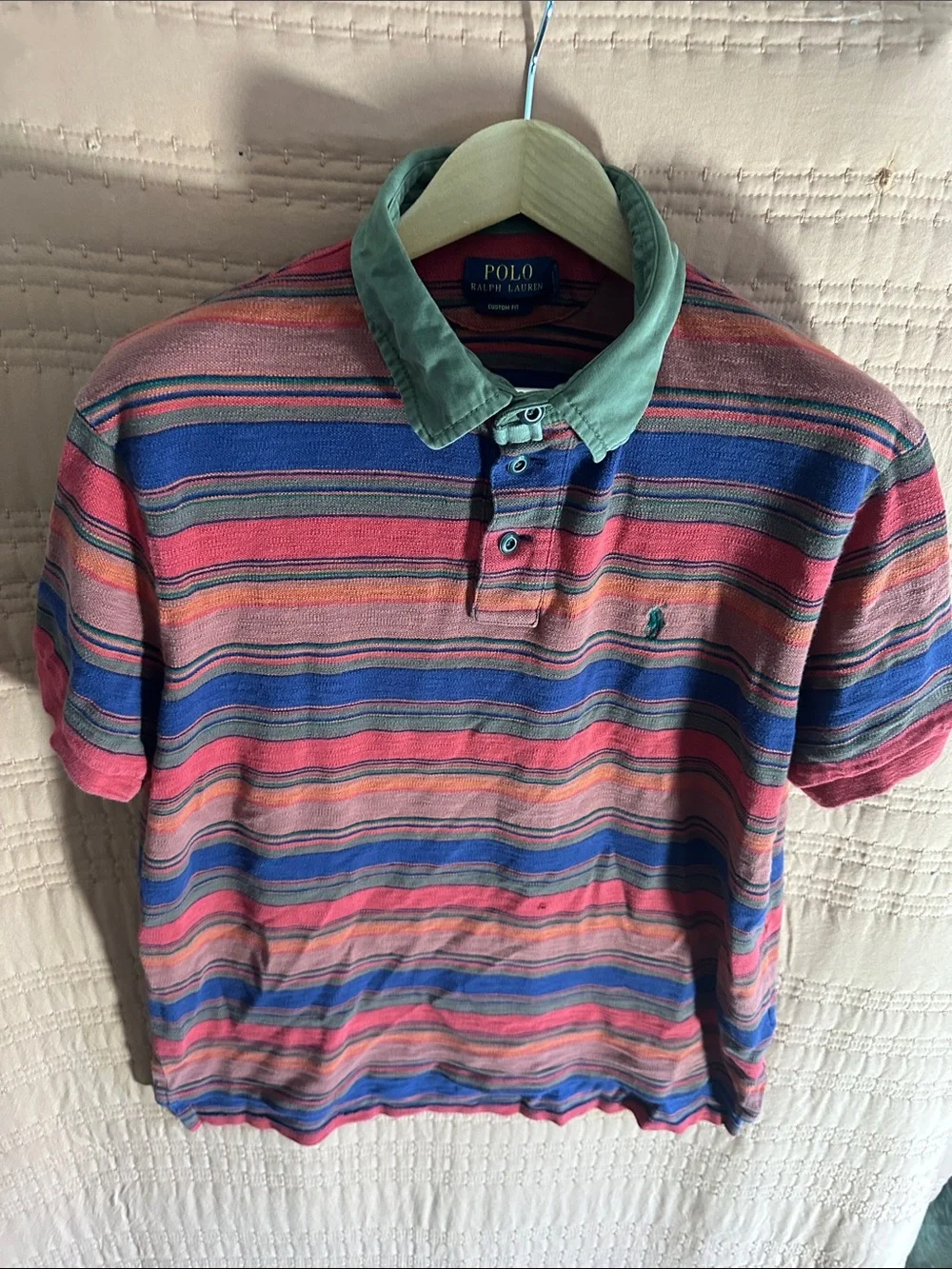 Polo by Ralph Lauren Pink, Blue & Green Striped Short-Sleeve Polo